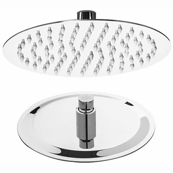 Soffione Doccia Tondo Extrasottile in Acciaio Inox Aisi 304 Cromato Attacco G1/2 mm.200x55h | Metaform